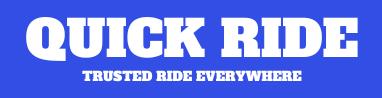 A blue background with the words, quick ride, trust ride everywhere